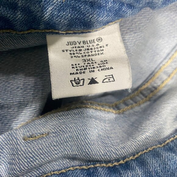 Judy Blue Cropped Flare Jeans Womens 3XL Light Wash Denim Raw Hem - Picture 7 of 14